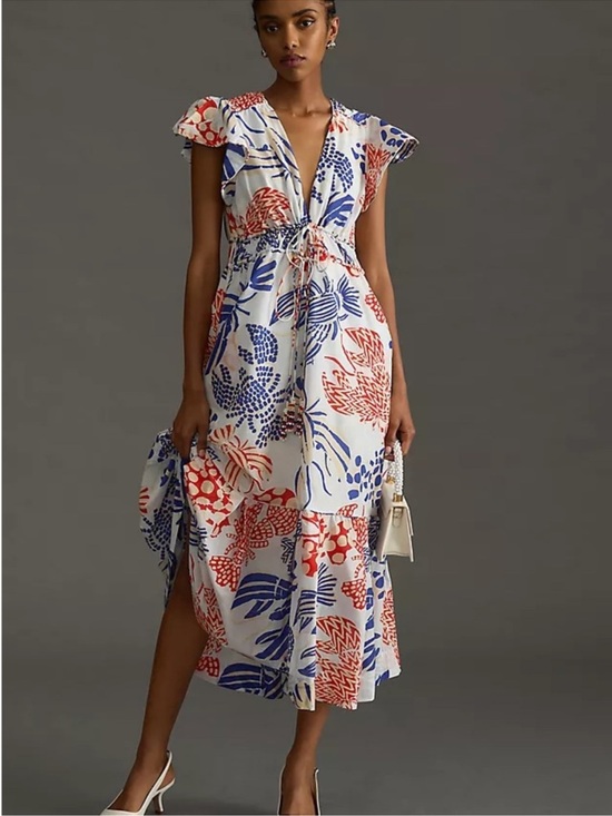 FARM Rio Dresses & Skirts - FARM Rio Multicolor Red and Blue Lobster Printed Midi/Maxi dress